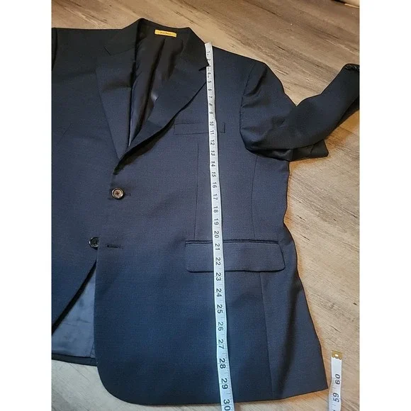 Hickey‎ Freeman Men's Suit Size 46S Black 98% Wool - Picture 4 of 9